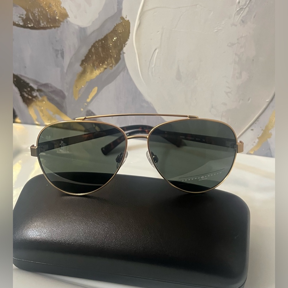 🛍️NEW Joseph Abboud Men’s Black/Gold Aviator Sunglasses